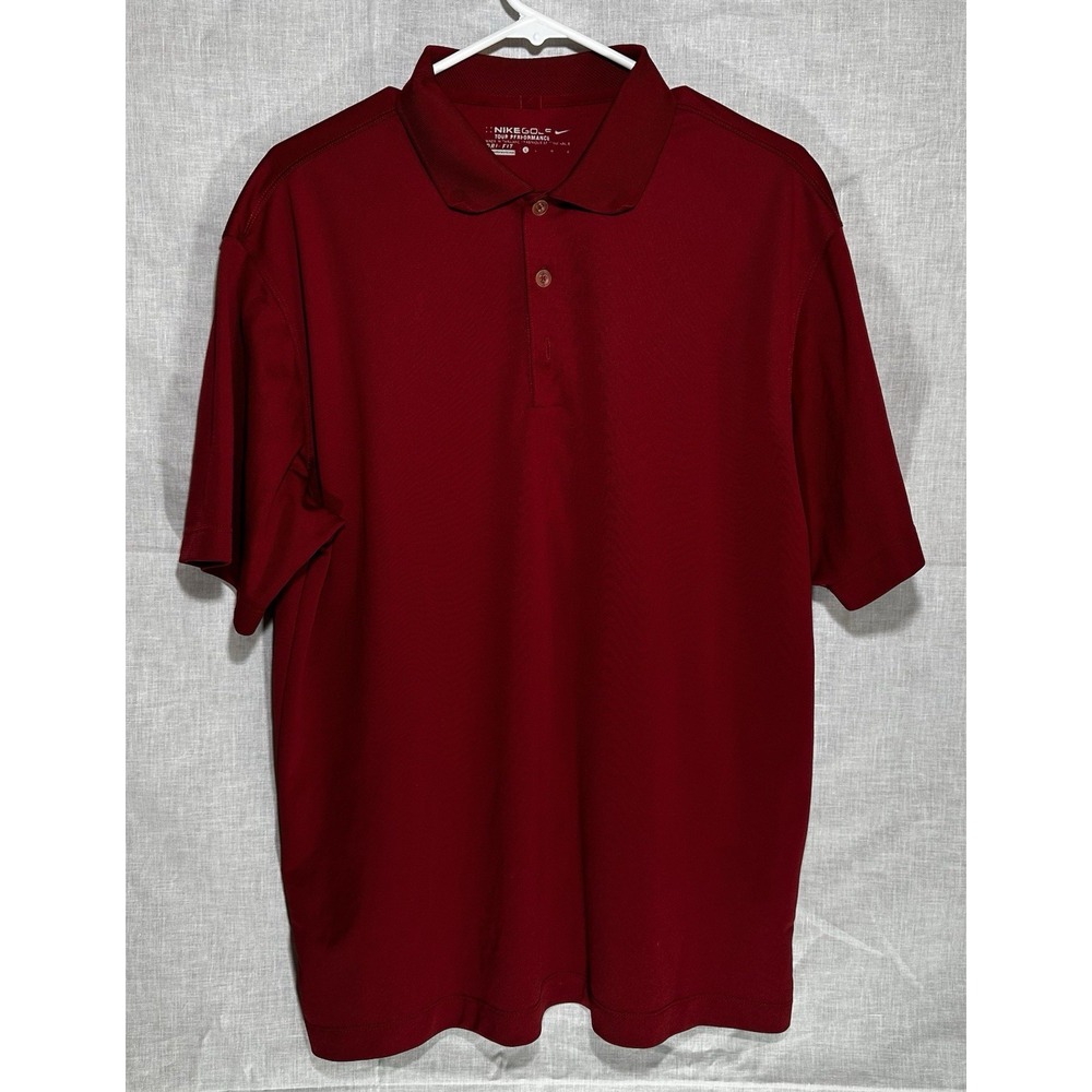 Nike Golf Polo Shirt Dri-FIT Tour Performance L Red Short Sleeve 358324-651 Good